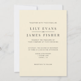 Modern Minimal Wedding Invitation Photo on Back Kaart