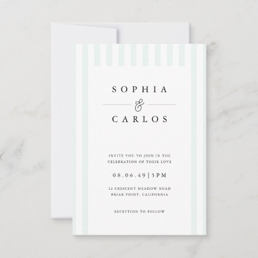 Modern Minimal Wedding Invitation with Stripe (Devant)