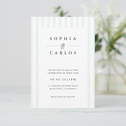 Modern Minimal Wedding Invitation with Stripe (Debout devant)