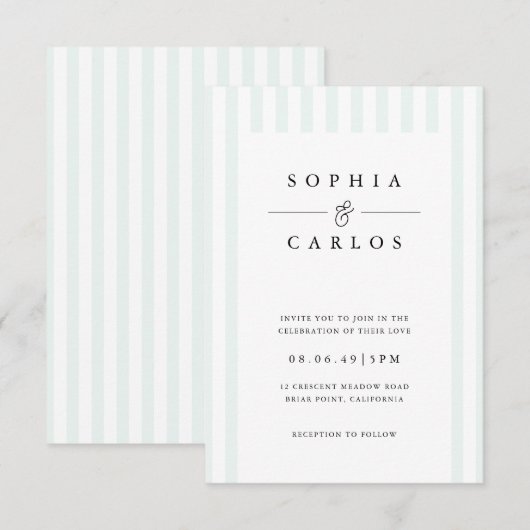 Modern Minimal Wedding Invitation with  Stripe (Devant / Derrière)
