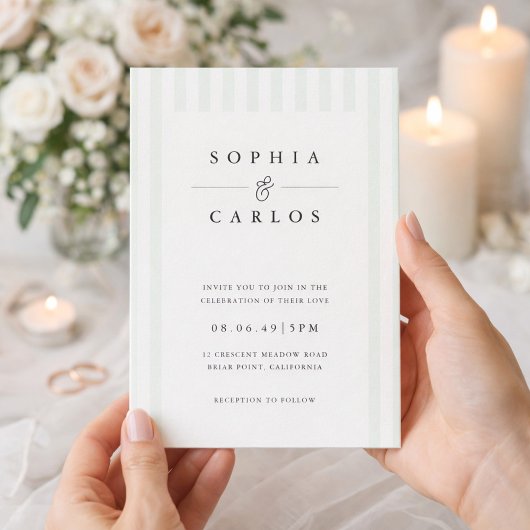 Modern Minimal Wedding Invitation with  Stripe