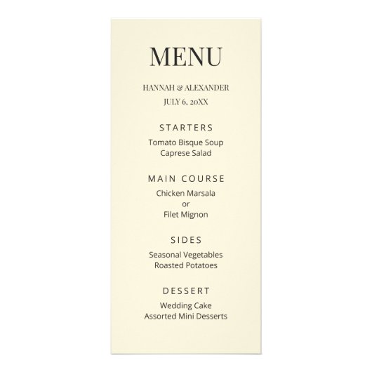 Modern Minimal Wedding Menu (Voorkant)