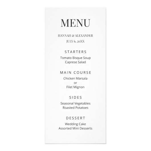 Modern Minimal Wedding Menu (Voorkant)