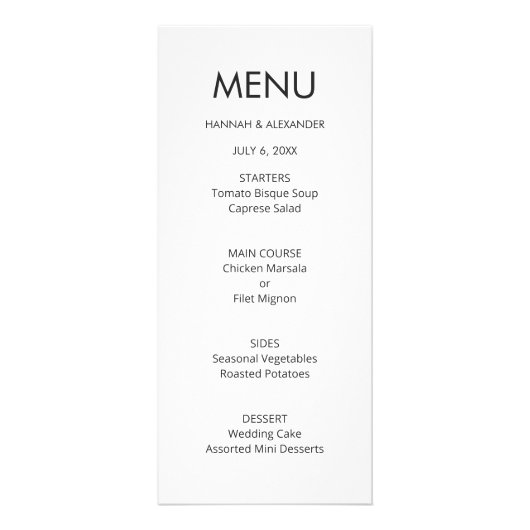 Modern Minimal Wedding Menu - Easy Edit (Devant)