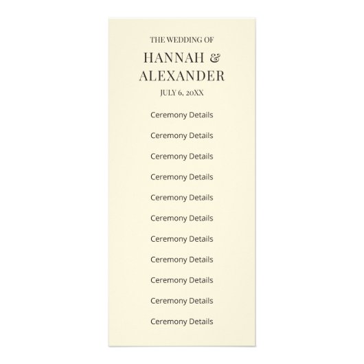 Modern Minimal Wedding Program Reclamekaart (Voorkant)