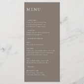 Modern Minimal Wedding Reception Menu Taupe (Devant)
