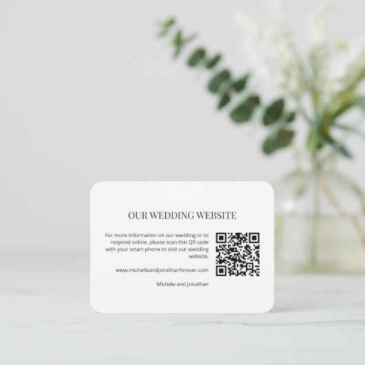 Modern Minimal Wedding Website QR Code Insert Card Informatiekaartje (Staand voorkant)