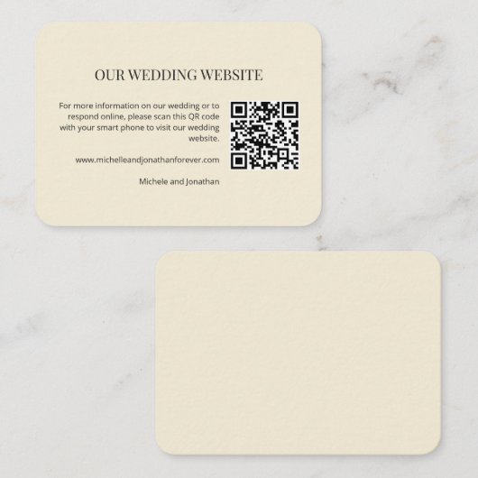 Modern Minimal Wedding Website QR Code Insert Card Informatiekaartje (Voorkant / Achterkant)