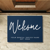 Modern Minimal Welcome Script Dental Office Blue Deurmat