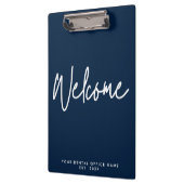 Modern Minimal Welcome Script Dental Office Blue Klembord (Links)