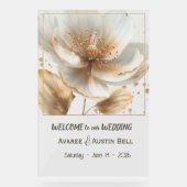 Modern Minimal White and Gold Poppy Acrylic Sign (Recto)
