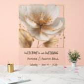 Modern Minimal White and Gold Poppy Acrylic Sign (Mariage)
