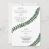 Modern Minimal White Green Leaves Greenery Wedding Kaart (Voorkant)