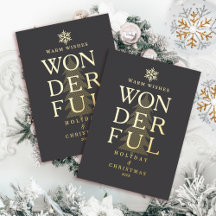 Modern Minimal Wonderful Holiday Christmas Grey