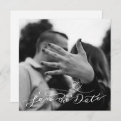 Modern Minimal Zwart-wit hart Foto Save The Date (Voorkant / Achterkant)