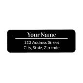 Modern Minimal Zwart Wit Naam Adres Etiket (Voorkant)