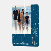 Modern Minimale Joy | Kerstfeestdag Metalen Ornament (Voorkant links)