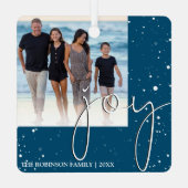 Modern Minimale Joy | Kerstfeestdag Metalen Ornament (Achterkant)