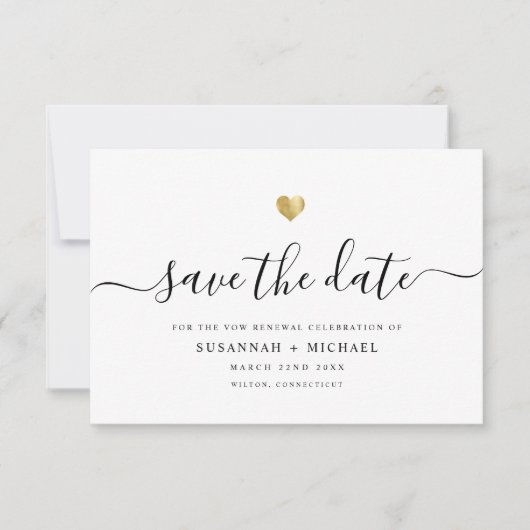 Modern Minimale Manuscript Gold Vow Renewal Dusty  Save The Date (Voorkant)