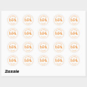 Modern Minimale Monogram Opslagdatum Oranje huweli Ronde Sticker (Vel)