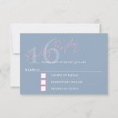 Modern Minimalist 16th RSVP Pink Blue Birthday (Devant)