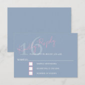 Modern Minimalist 16th RSVP Pink Blue Birthday (Devant / Derrière)