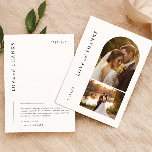 Modern minimalist 2 Photo Wedding Bedankkaart