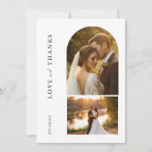 Modern minimalist 2 Photo Wedding Bedankkaart (Voorkant)