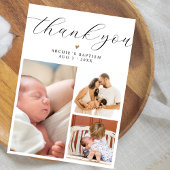Modern Minimalist 3 Photo Collage Baptism Bedankkaart