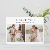 Modern Minimalist 3 Photos Wedding Bedankkaart (Staand voorkant)