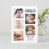 Modern minimalist 5 Foto Baby geboorte Aankondiging (Staand voorkant)