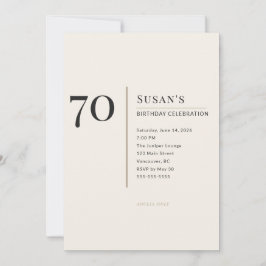 Modern Minimalist 70th Adult Birthday Celebration Kaart