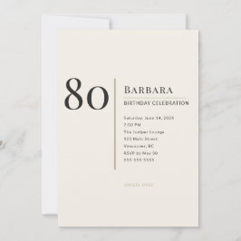 Modern Minimalist 80th Adult Birthday Celebration Kaart