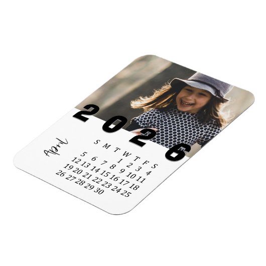 Modern Minimalist April 2026 Photo Calendar Magneet (Linkerzijde)