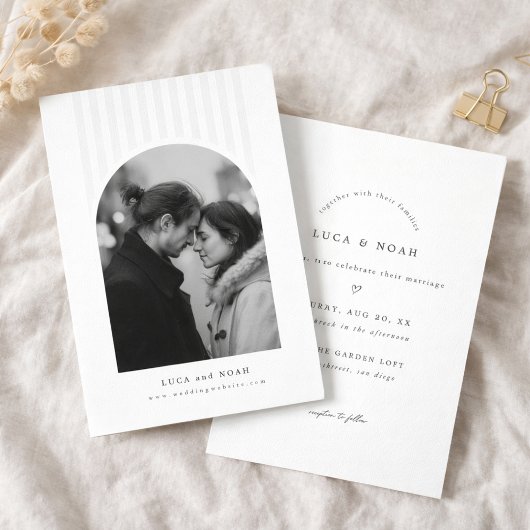 Modern Minimalist Arch Photo Wedding Invitation