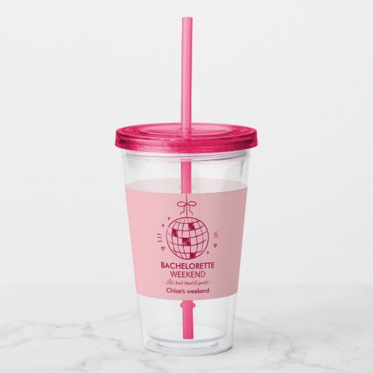 Modern Minimalist Bachelorette Weekend | Pink  Acryl Drinkbeker (Voorkant)