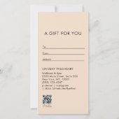 Modern Minimalist Beige QR Code Gift Certificate (Achterkant)