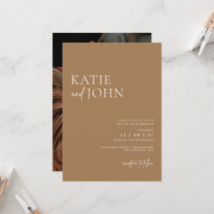 Modern minimalist Beige Tan Boho Wedding Kaart