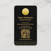 Modern Minimalist Black and Gold Dots QR Code Visitekaartje (Voorkant)