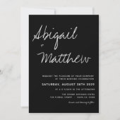 Modern minimalist Black and White Boho Wedding Kaart (Voorkant)