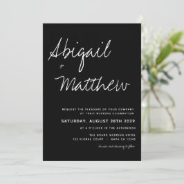 Modern minimalist Black and White Boho Wedding Kaart