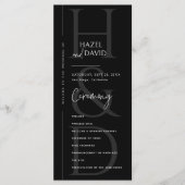 Modern Minimalist Black and White Monogram Wedding Programma (Voorkant)