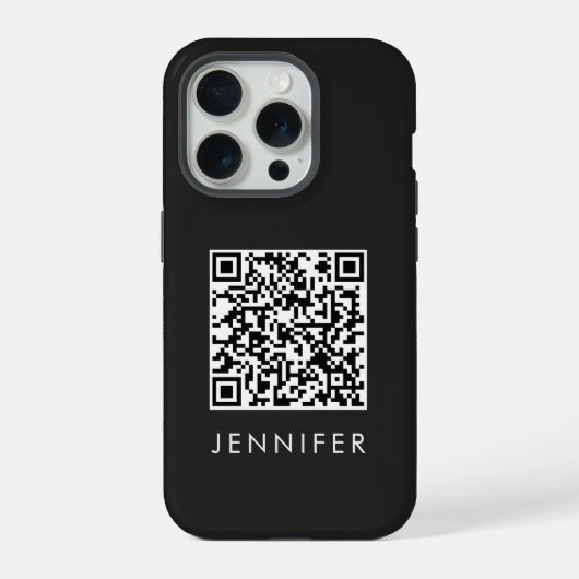 Modern Minimalist Black Executive QR Code Monogram (Verso)