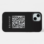 Modern Minimalist Black Executive QR Code Monogram (Verso Horizontal)
