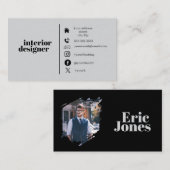 Modern minimalist black & grey professional visitekaartje (Voorkant / Achterkant)