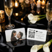 Modern Minimalist Black Heart QR Code RSVP  Informatiekaartje