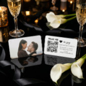 Modern Minimalist Black Heart QR Code RSVP Informatiekaartje