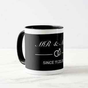 Modern Minimalist Black Mr en Mrs Jubileum Mok