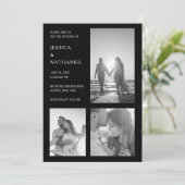 Modern minimalist Black Photo Wedding Kaart (Staand voorkant)