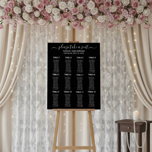 Modern Minimalist Black Wedding Seating Chart